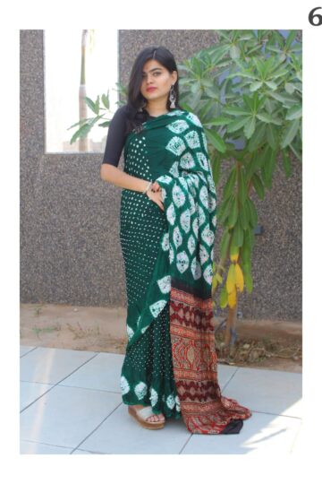 Ajarakh Saree with Bandhej with Shibori