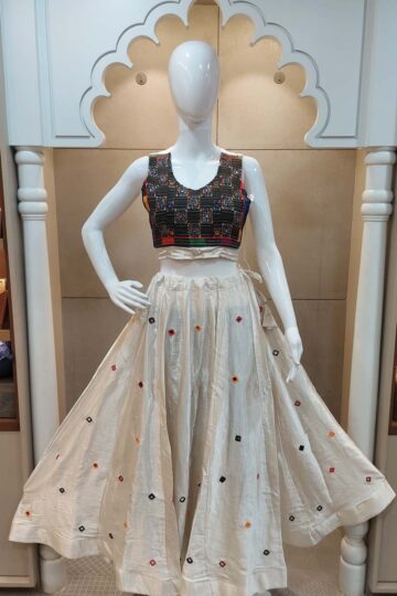 Multi Mirror Mashru Kali Skirt and Blouse Pair