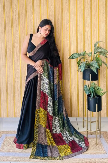 Modal Silk Plain + Tukdi Saree