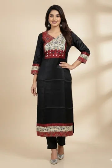 Mashru Handblock Designer Kurti