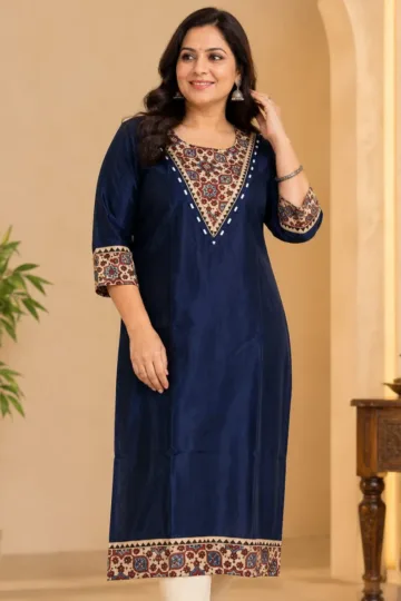 V-Shape Mashru Silk Kurti